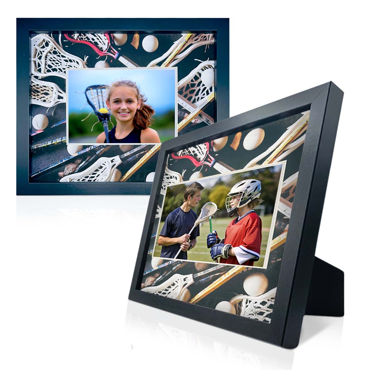 iFrame Commemorative Sports Athletics Frames I Fits 5x7 Photograph, Real Wood Black Finish, Desktop, Table Or Wall Mount I Shatterproof Plexiglass I Made in the USA
